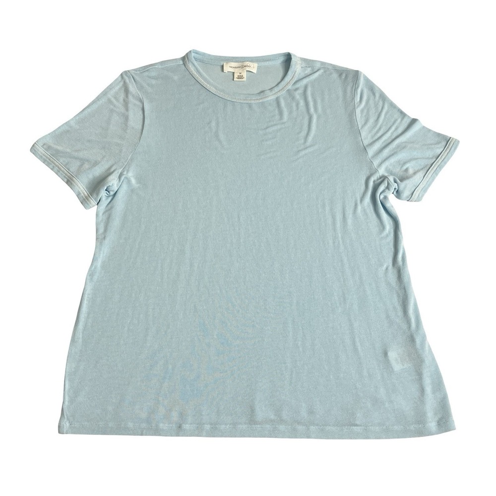 Treasure & Bond Semi Sheer Crewneck Tee Top Womens Light Blue Soft Coastal Boho